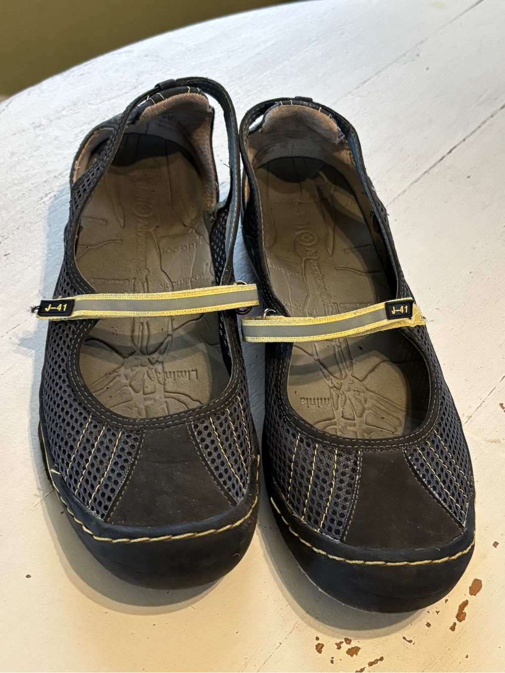 J-41 Women’s Mary Jane Casual Shoes with Yellow Accent